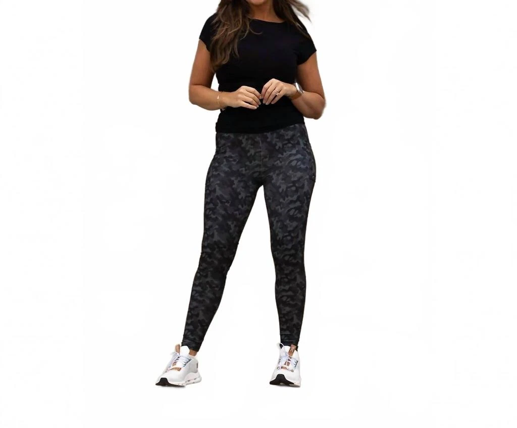 Julia Rose Army Camo Full-Length Leggings In Black