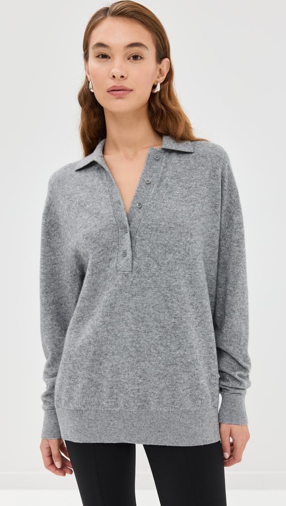 Tibi Washable Cashmere Easy Polo Sweater