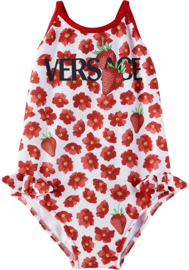 Versace Baby White & Red Strawberry Garden Swimsuit 1