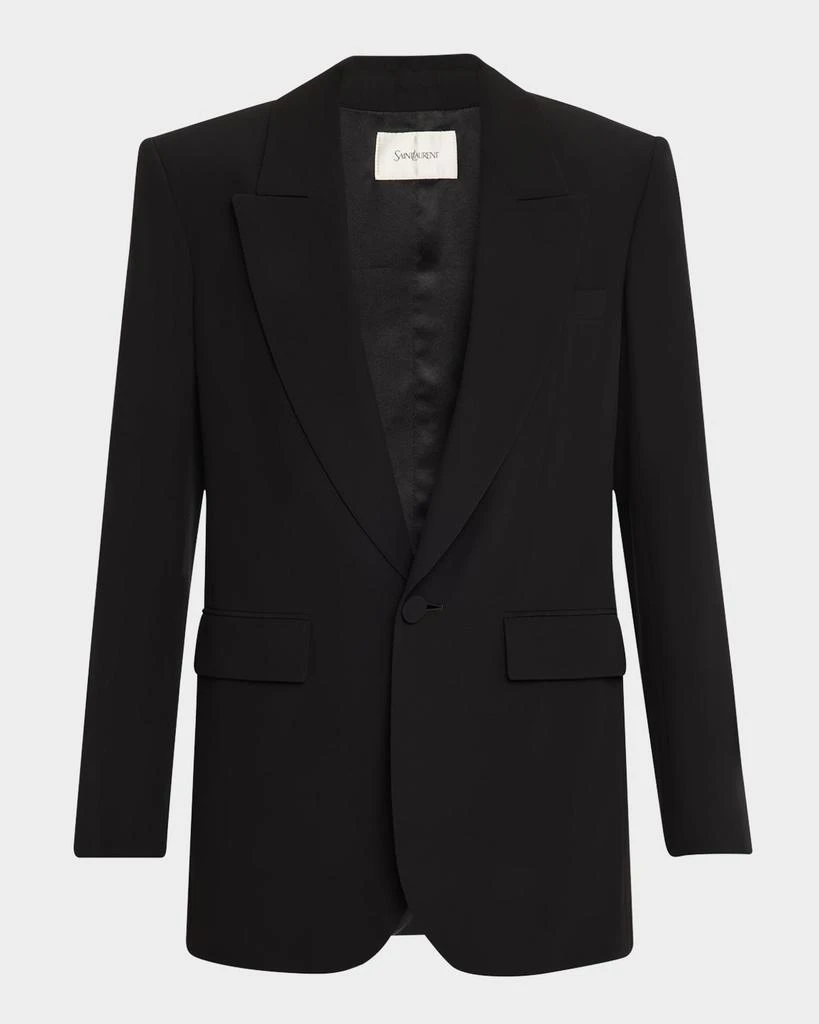 Yves Saint Laurent Oversized Single-Breasted Silk Blazer 1