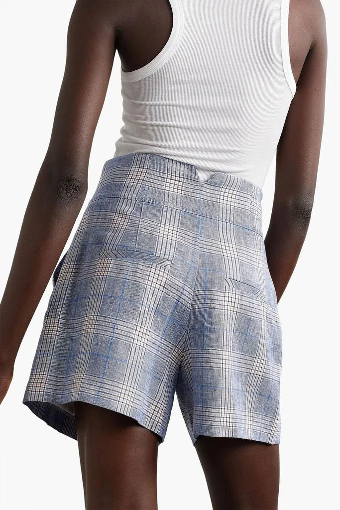 VERONICA BEARD Alicia pleated checked linen shorts 3
