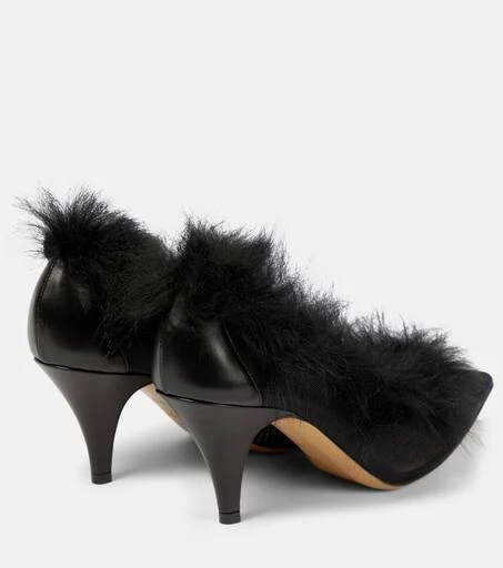 Khaite River shearling-trimmed mesh pumps 3