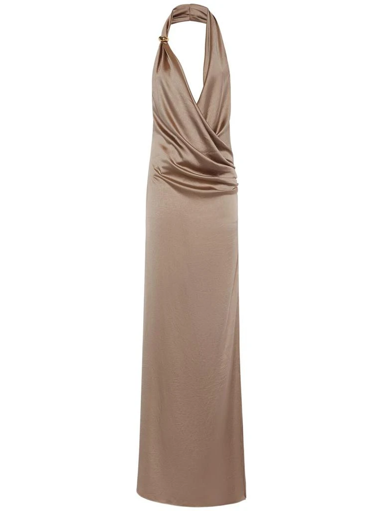 BLUMARINE Satin Halter Neck Long Dress 1