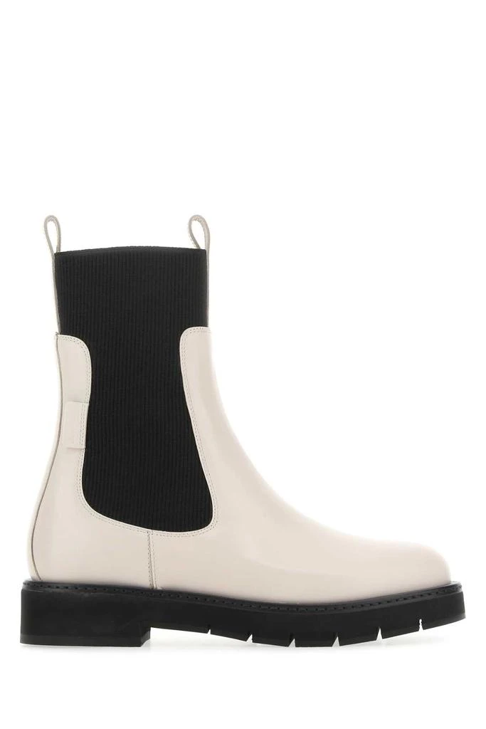 Salvatore Ferragamo IVORY LEATHER ROOK ANKLE BOOTS 1