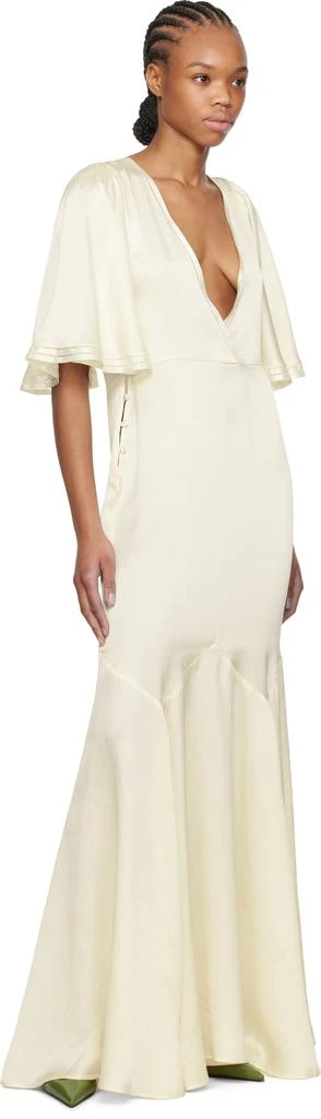 BODE Off-White Satin Claret Maxi Dress 5