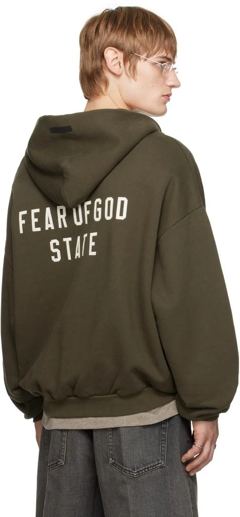 Essentials Brown Heavy Fleece Fullzip Hoodie 3