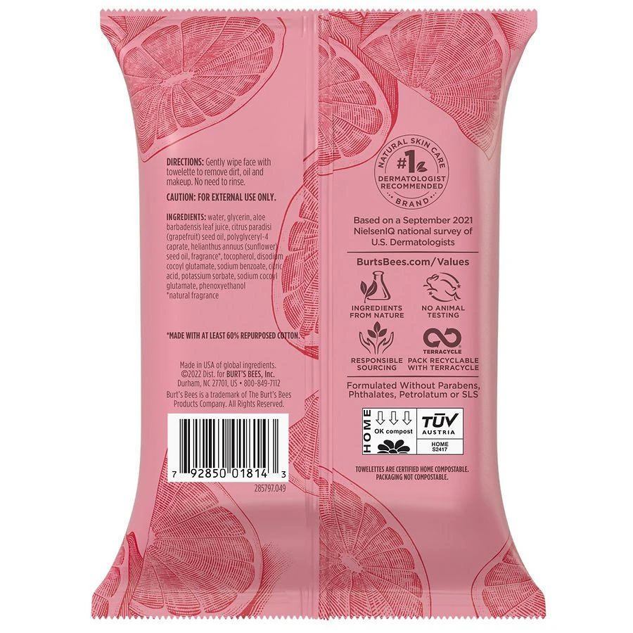 Burt's Bees Clarifying Facial Towelettes Pink Grapefruit 2