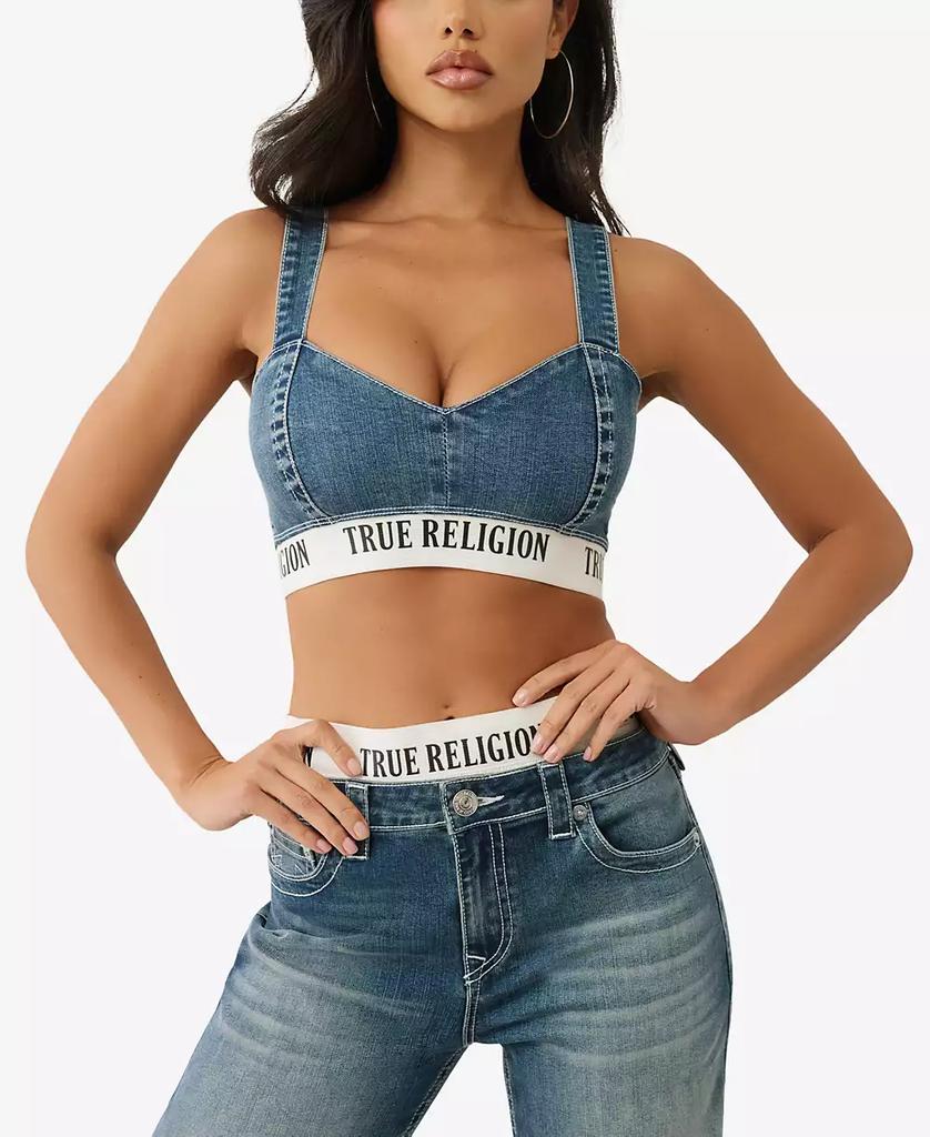 True Religion Women's Elastic Band Denim Bra Top