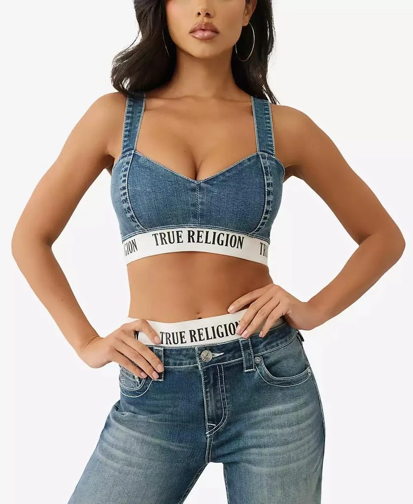 True Religion Women's Elastic Band Denim Bra Top 1