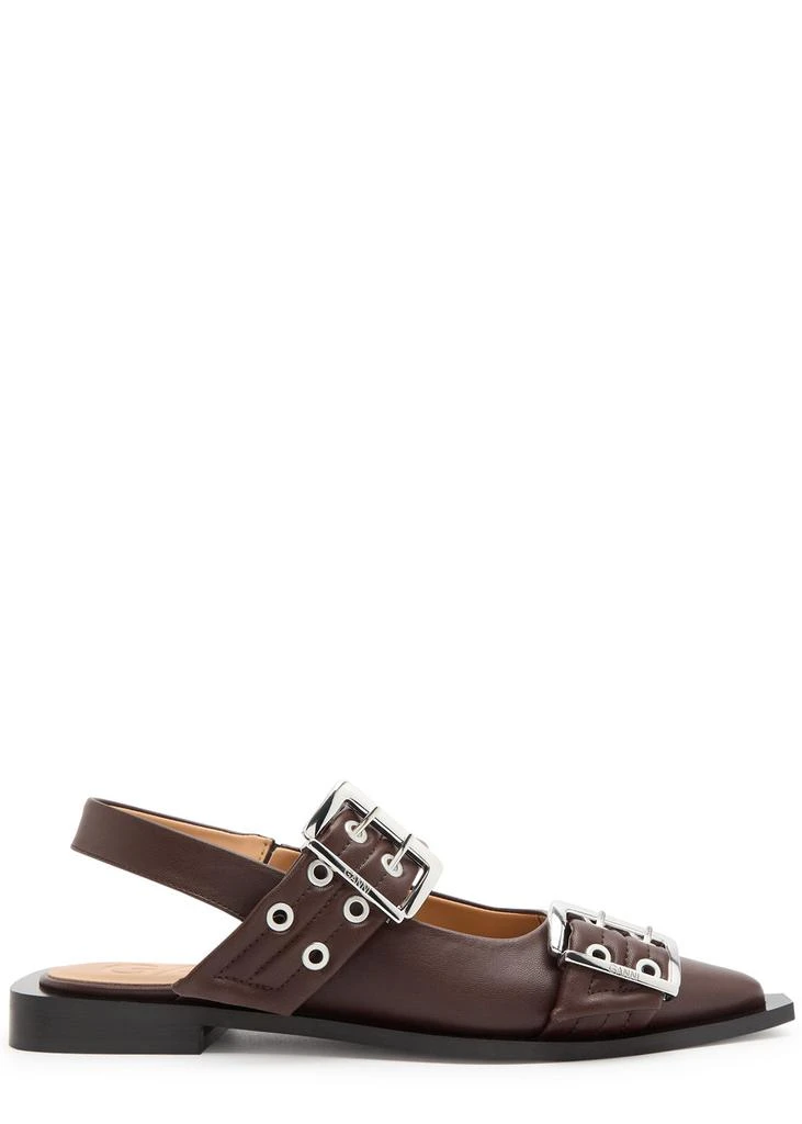 Ganni Buckle Ballerina faux leather slingback flats 1