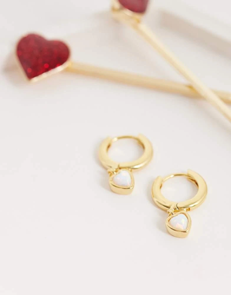Orelia Orelia heart drop huggie hoop earrings in 18k gold plated 2