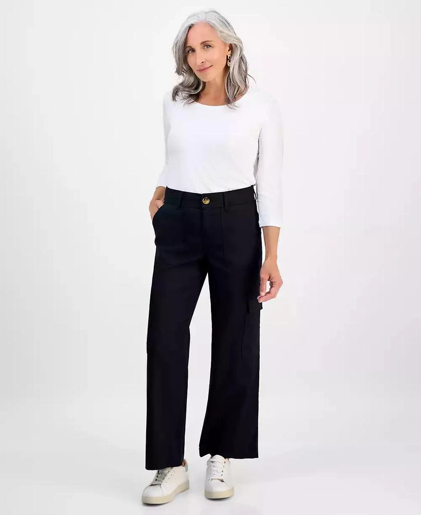 Style & Co Petite Mid-Rise Wide-Leg Cargo Pants, Exclusively at Macy's 1