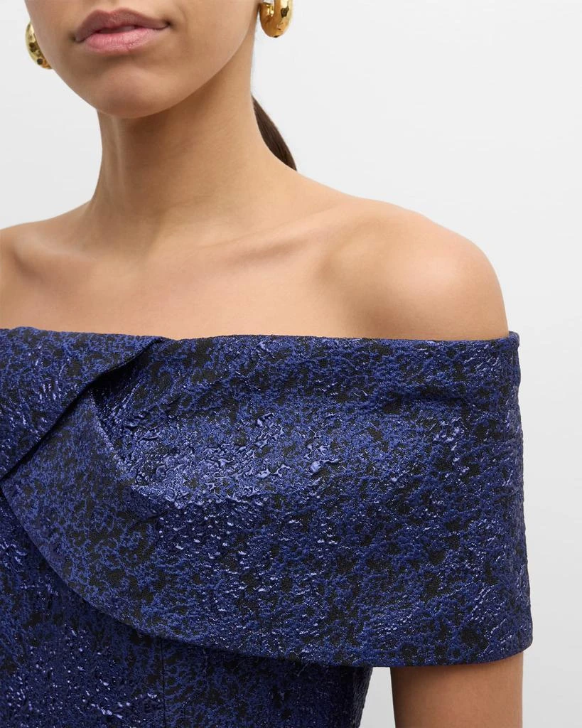 Teri Jon Off-Shoulder Jacquard Column Gown 5
