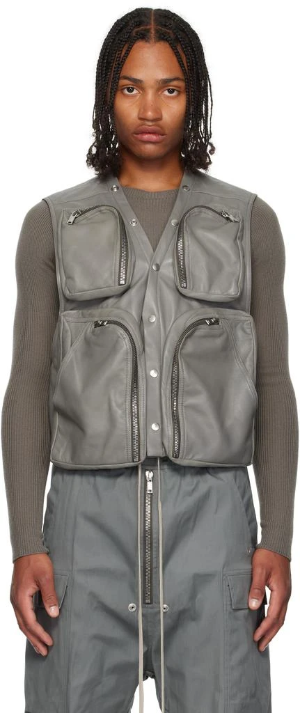 Rick Owens Gray Concordians Leather Cargo Vest 1