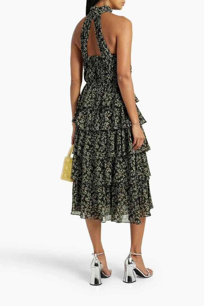 MIKAEL AGHAL Cutout tiered printed crepe de chine midi dress 3
