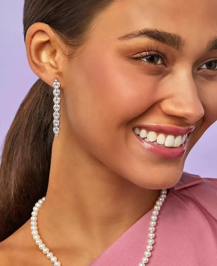Arabella Cubic Zirconia Linear Drop Earrings in Sterling Silver 3