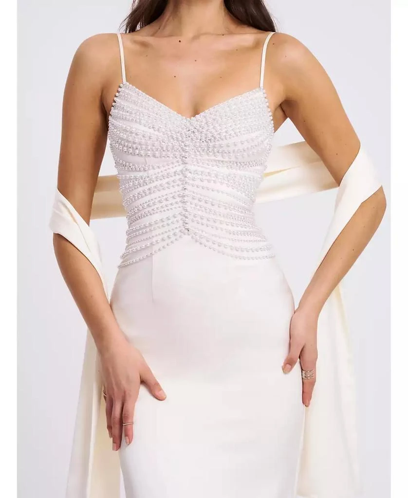 Miss Circle Women
s Karmen Pearl Top Pencil Slip Gown with Scarf 4