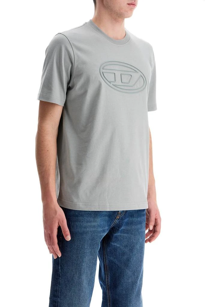 Diesel Gray Cotton T-shirt With Raised Logo 2