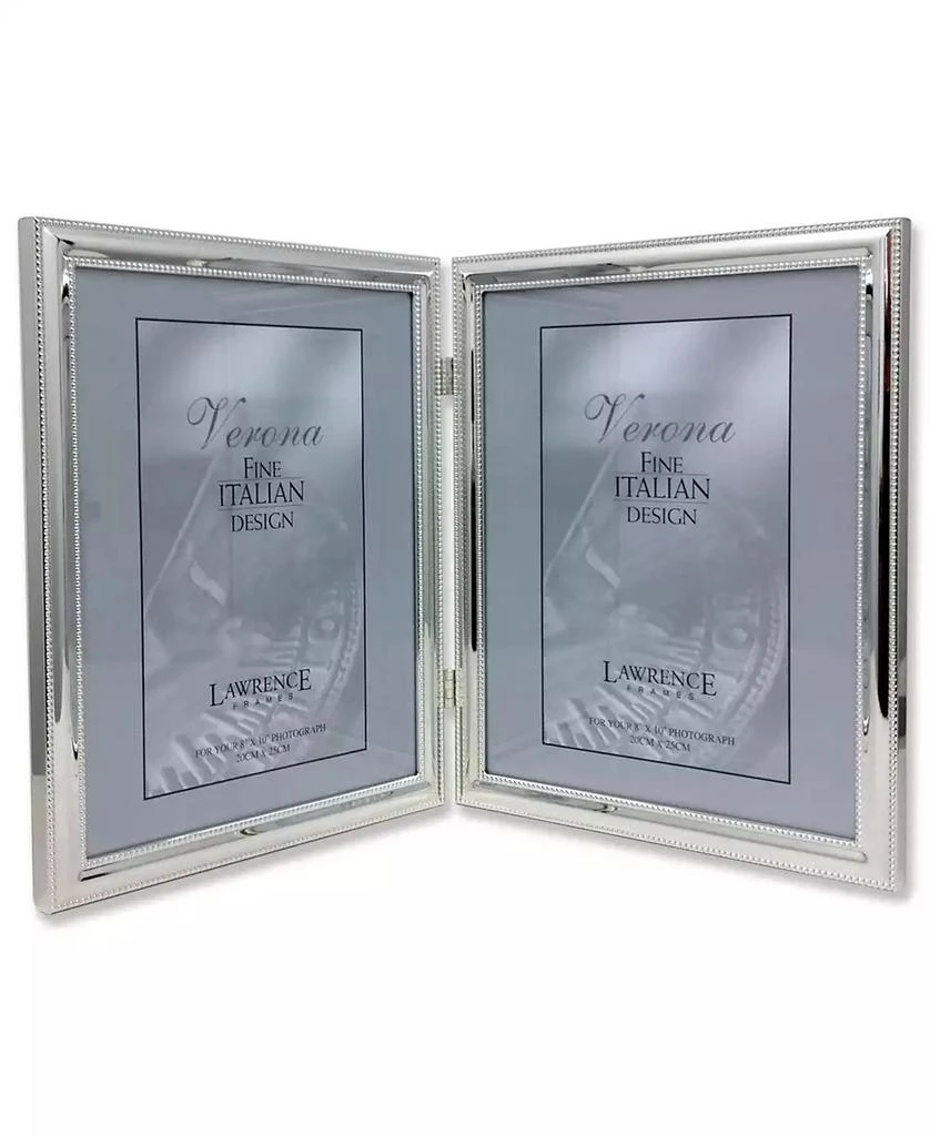 Lawrence Frames 510780D Silver Plated Double Bead Hinged Double Picture Frame - 8" x 10"