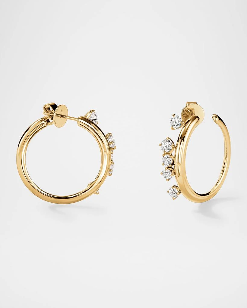 Hearts On Fire 18K Yellow Gold Barre Floating Diamond Small Hoops 3