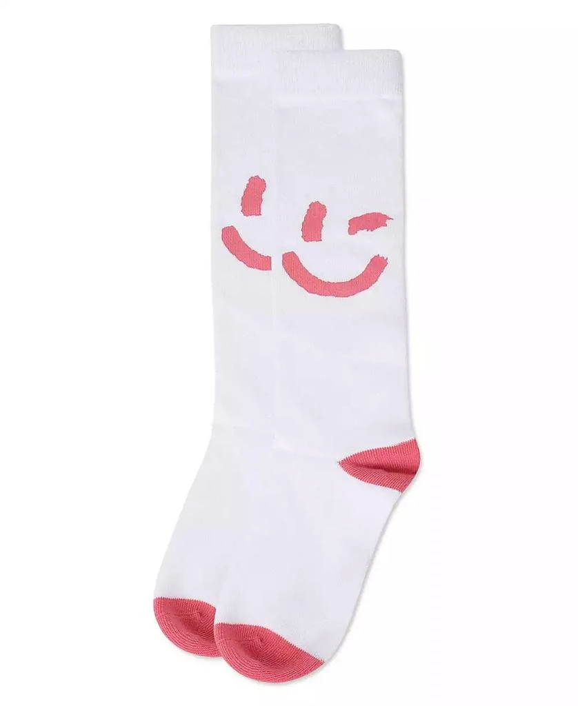 Memoi Big Girls Air Brush Winking Smiley Cotton Blend Knee High Sock 3