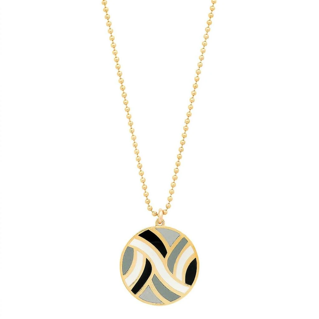 Jessica Elliot Women
s Large Round Enameled "swirl" Pendant Necklace In Vermeil/neutrals