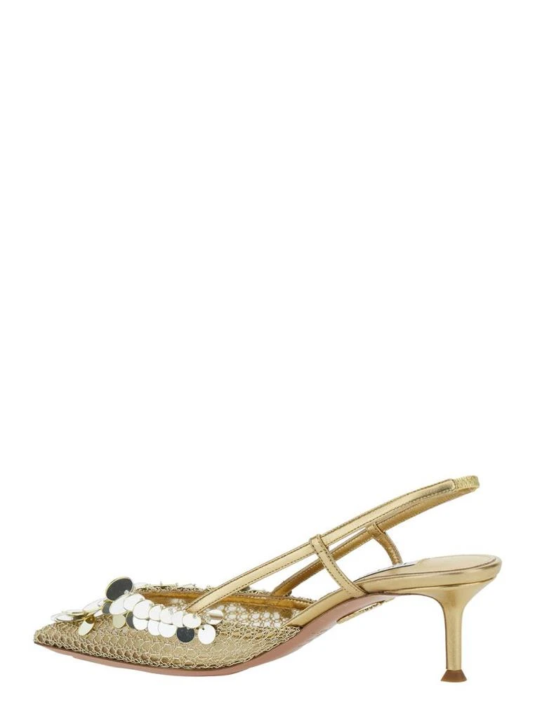 Aquazzura 'Can Can' Metallic Slingback Pumps Sequin Embellishments In Leather Woman 3