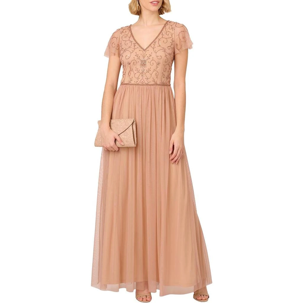 Papell Studio by Adrianna Papell Womens Beaded Long Evening Dress 1