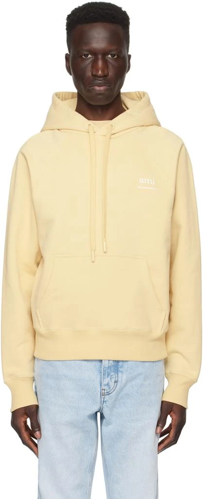 AMI Paris Beige Printed Hoodie 1