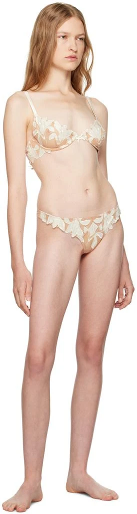 Fleur du Mal Beige & White Lily Embroidery Plunge Demi Bra 4