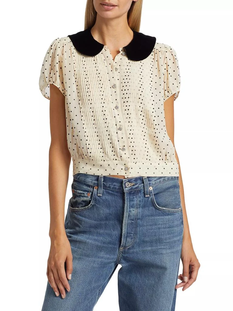 DÔEN Madeline Velvet-Collar Top 3