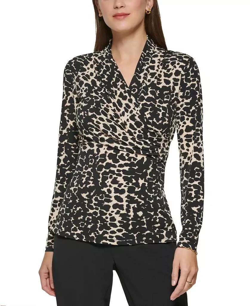 DKNY Petite Printed Surplice Top, Created for Macy's 6