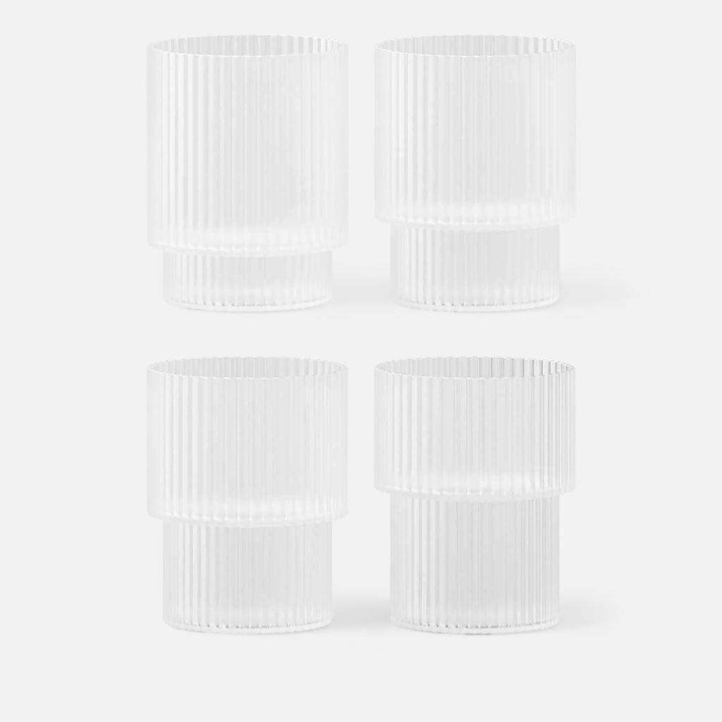 Ferm Living Ferm Living Ripple Glasses - Set of 4 - Frosted