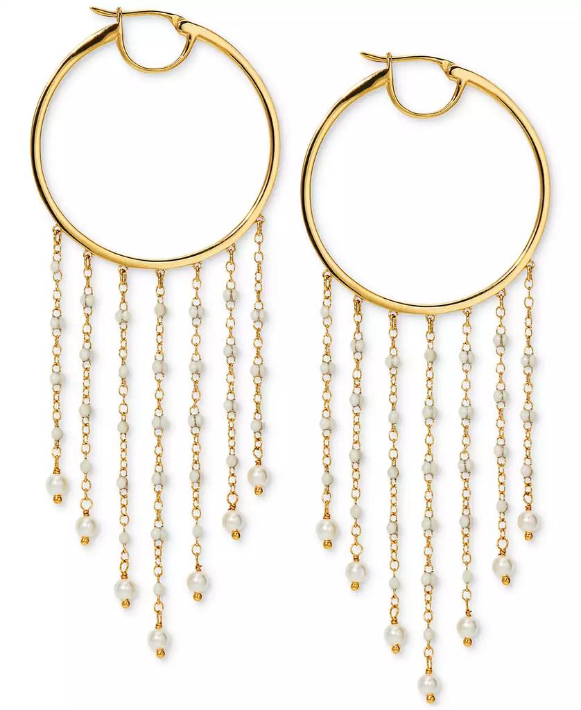 Nadri AJOA by Imitation Pearl Fringe Hoop Earrings