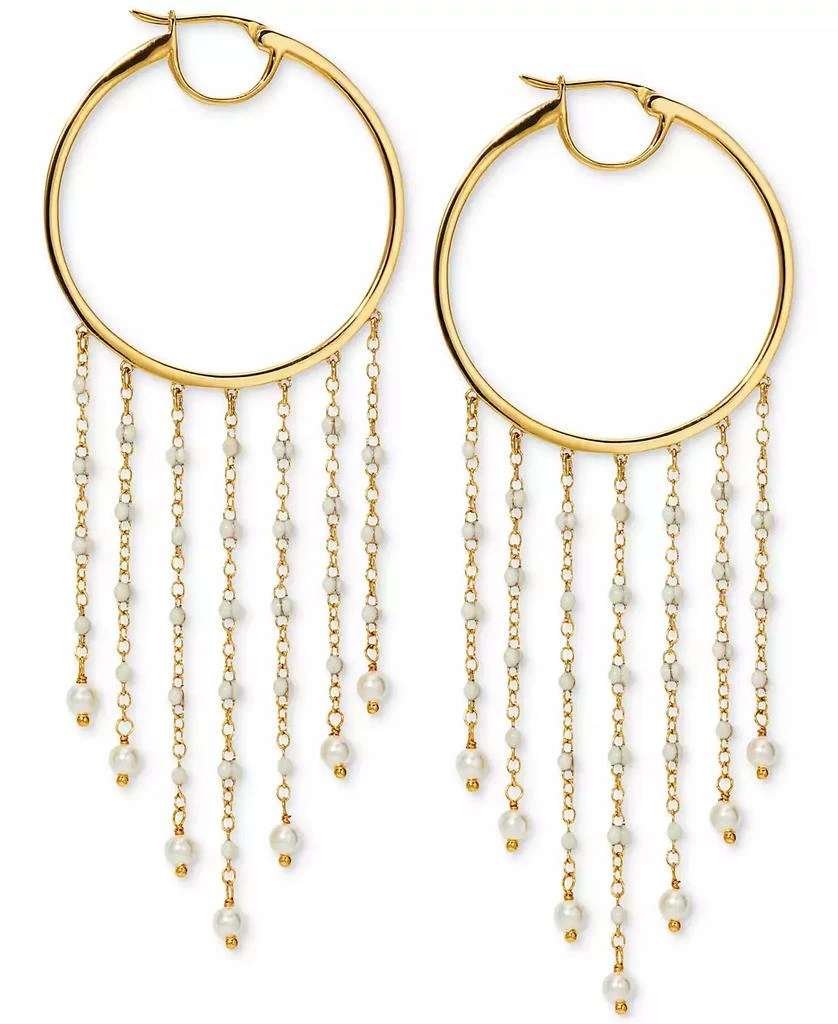 Nadri AJOA by Imitation Pearl Fringe Hoop Earrings 1