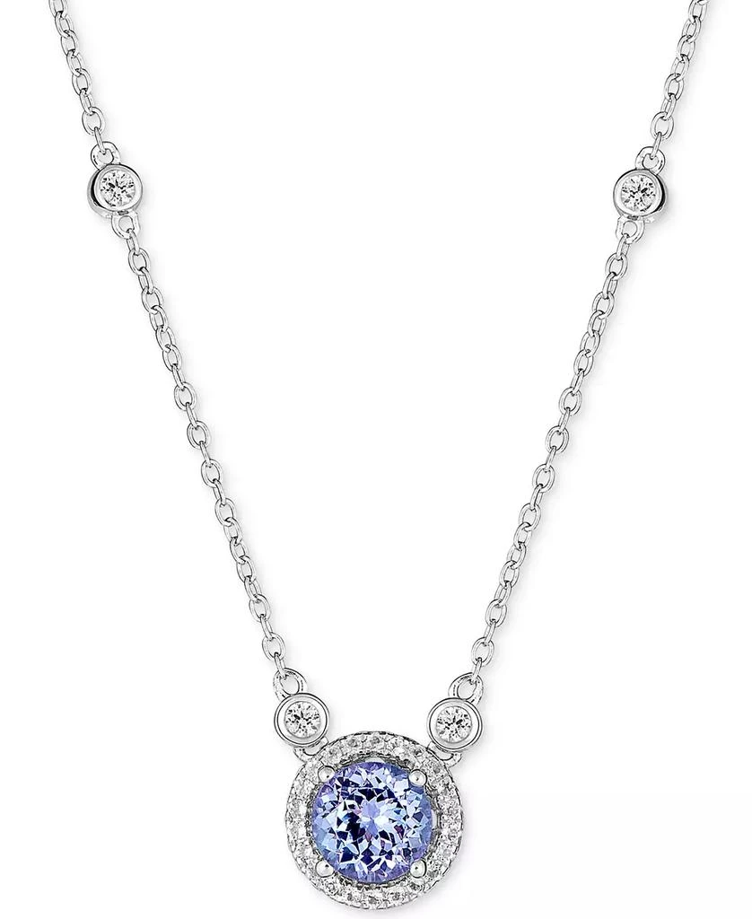 Macy's Sapphire (1 ct. t.w.) and White Topaz (1/2 ct. t.w.) 18" Pendant Necklace in Sterling Silver (Also Available In Tanzanite & Emerald) 1