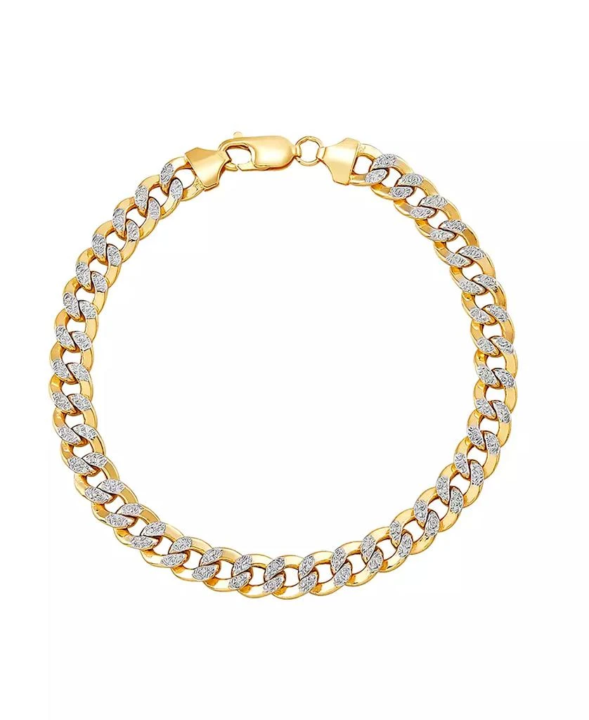 Lightweight Polished Diamond Cut 7MM Curb Chain Bracelet in 10K Yellow Gold