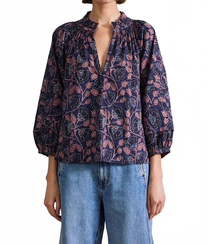 Apiece Apart Trinidad Top In Camille Floral Navy