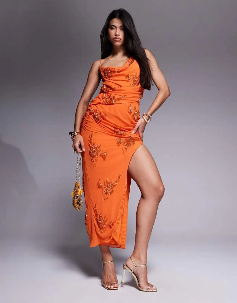 chinese dress ladies ASOS DESIGN Petite Cami Embellished Maxi Dress  White Chocolate Couture
