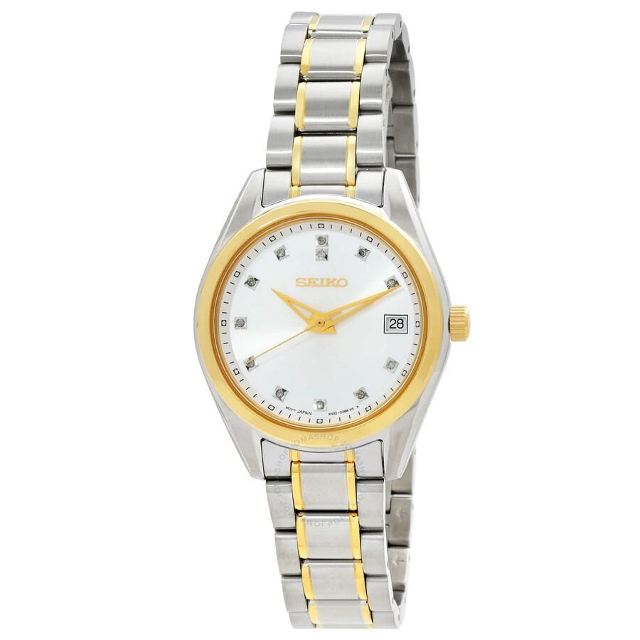 Seiko Diamonds Quartz Silver Dial Two-Tone Ladies Watch SUR582P1 1