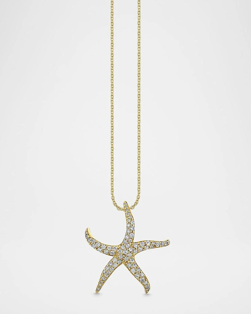 Sydney Evan 14K Pave Large Starfish Pendant on Heavy Tiffany Chain Necklace