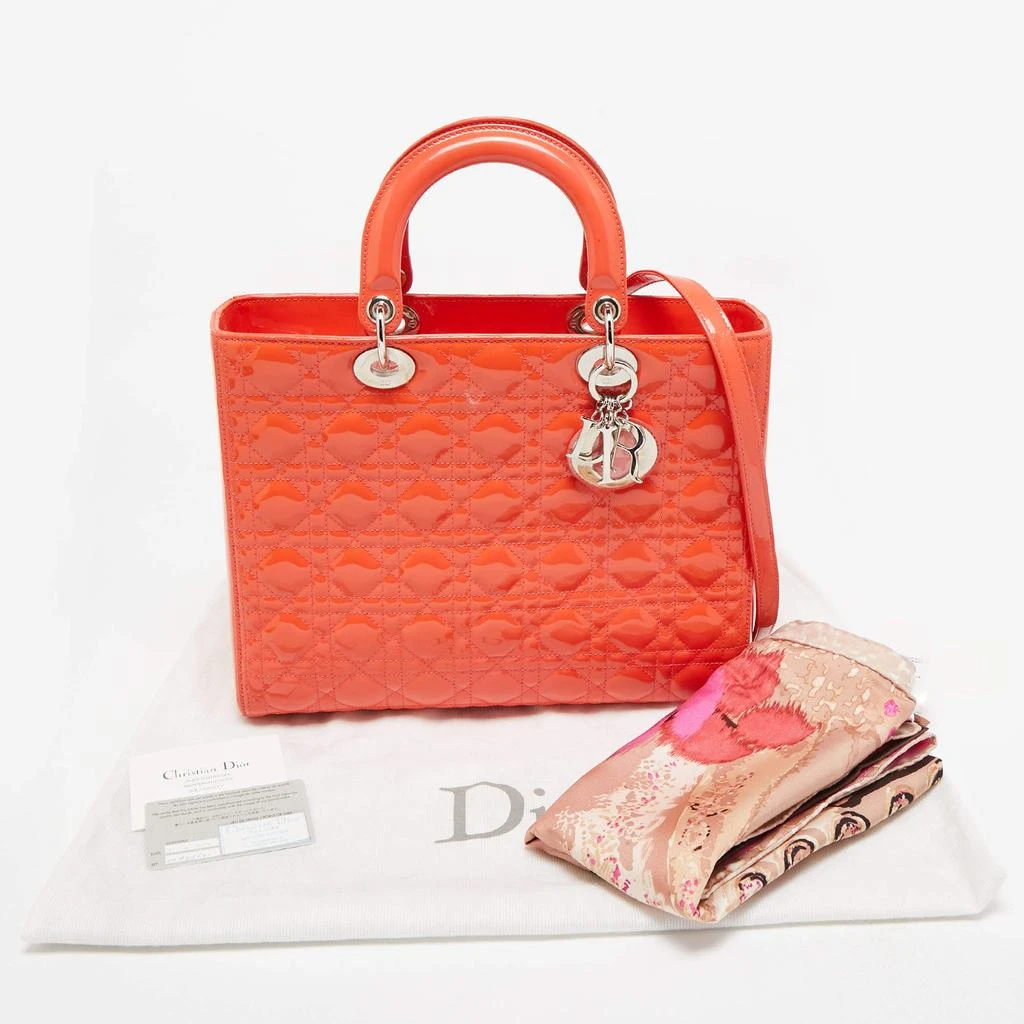 Dior Dior Orange Cannage Patent Leather Large Lady Dior Tote 13