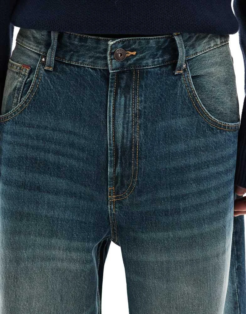 Bershka Bershka super baggy fit jean in casted washed blue 5