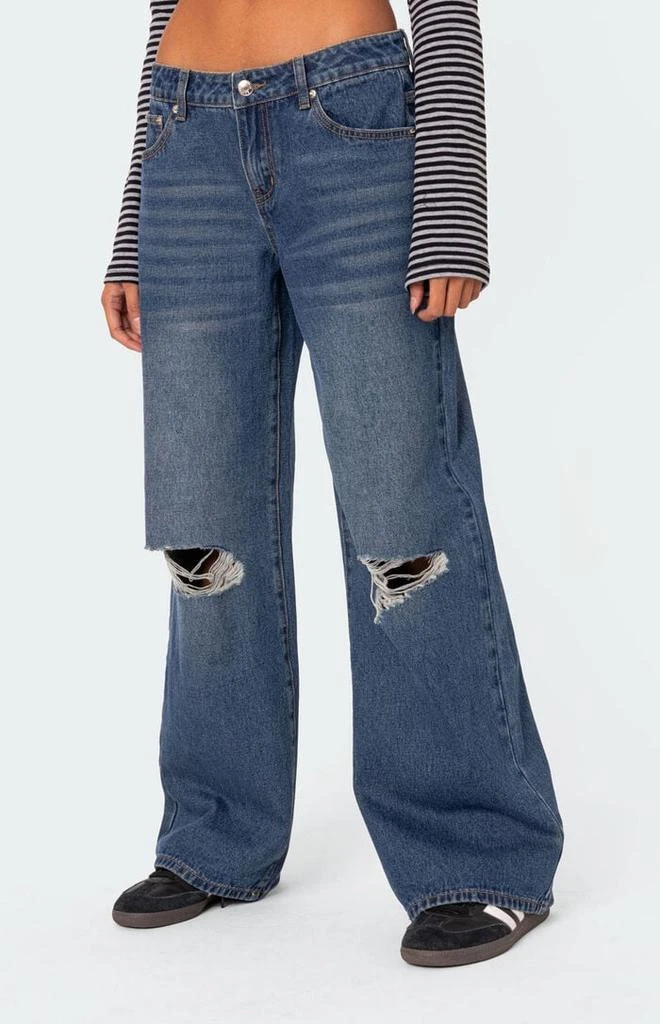 Edikted Debbie Distressed Low Rise Baggy Jeans 1