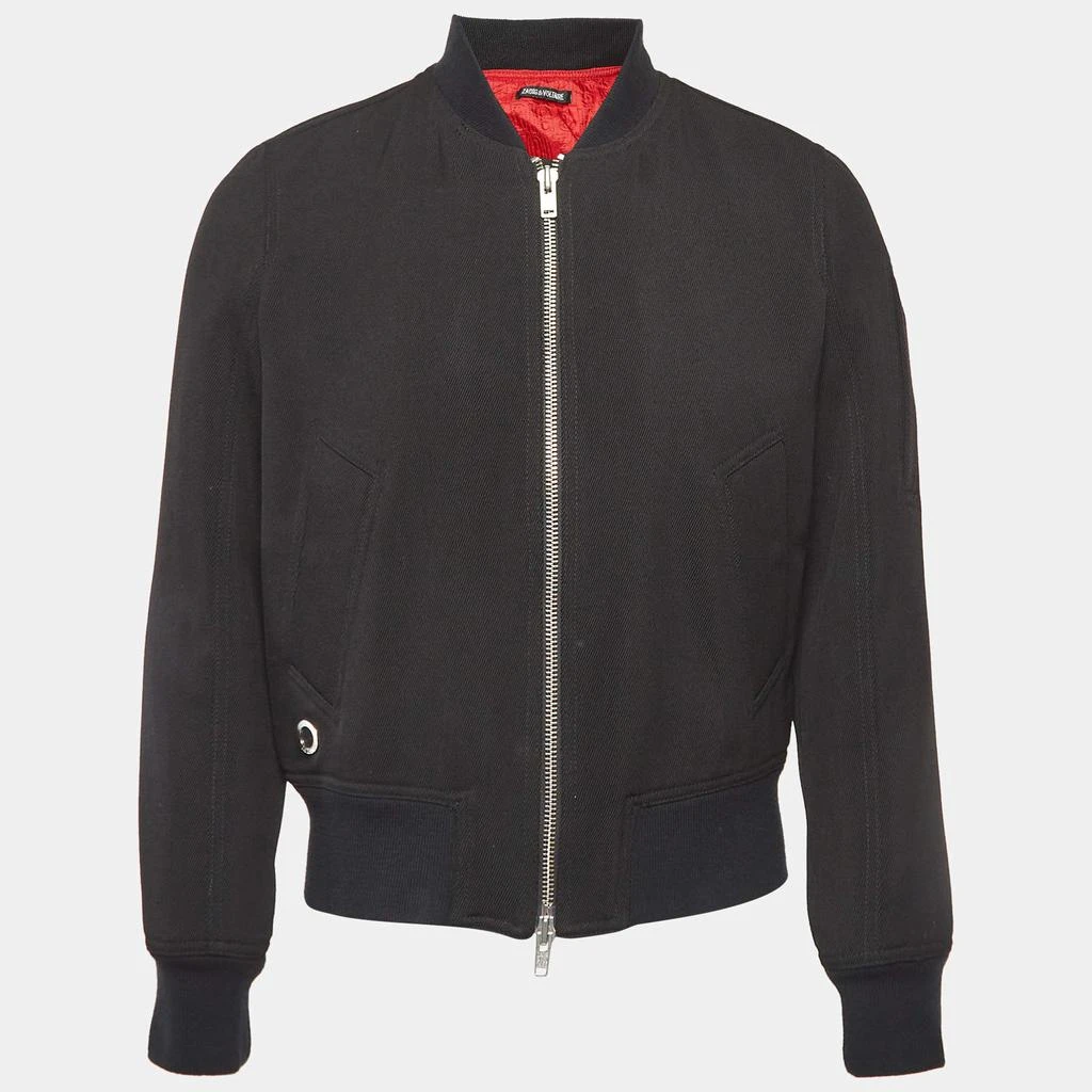 ZADIG & VOLTAIRE Zadig & Voltaire Black Drill Zip-Up Bradley Bomber Jacket S 1