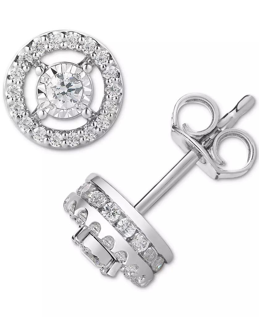TruMiracle Diamond Halo Stud Earrings (1/2 ct. t.w.) in 14k White Gold