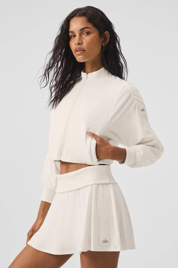 Alo Cropped Doubles Only Full Zip Jacket - Ivory 1