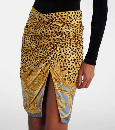 Versace Printed gathered jersey miniskirt 4