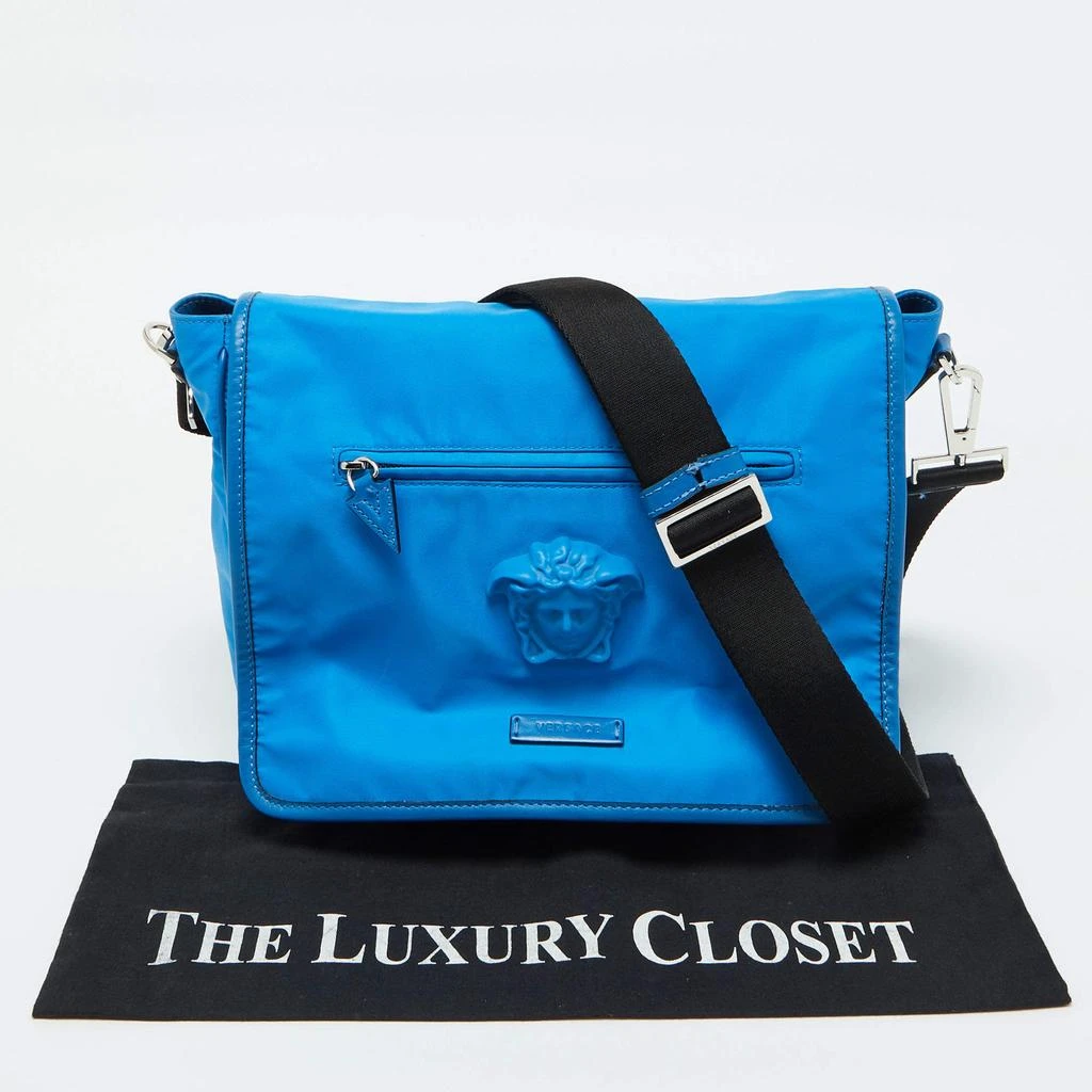 Versace Versace Blue Nylon La Medusa Flap Messenger Bag 12