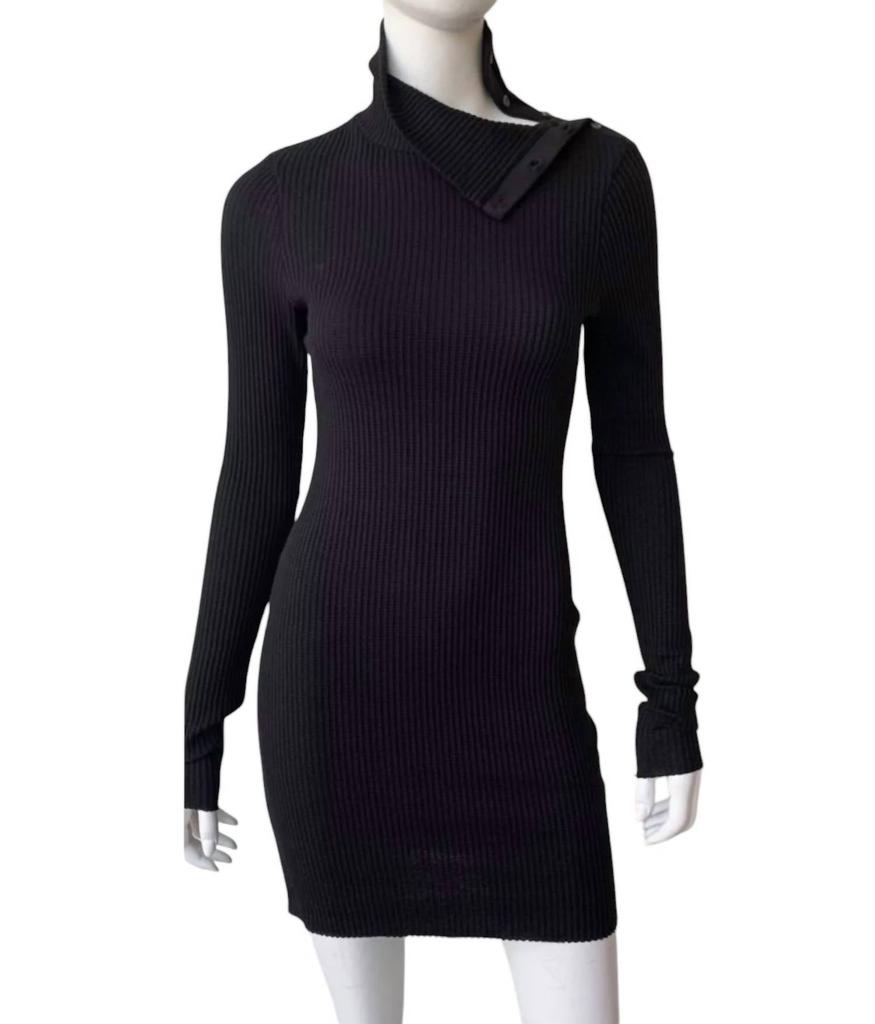The Range Stark Jumbo Waffle Knit Turtleneck Dress In Black